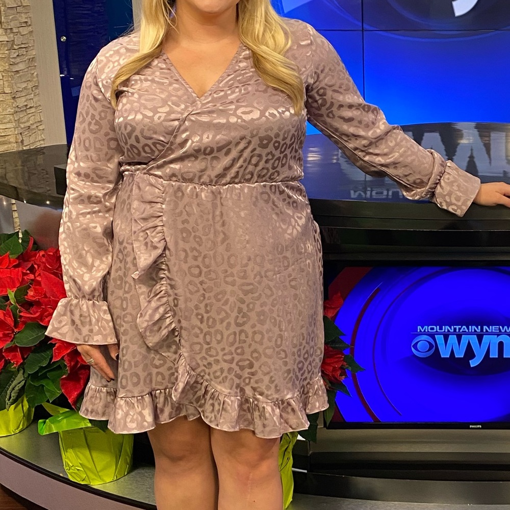 Purple leopard boutique wrap dress